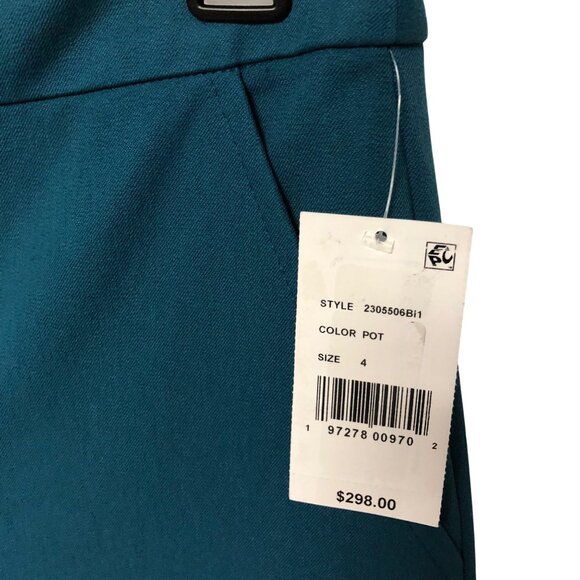 Trina Turk $298 Womens Teal Straight-Leg Pants High-Rise With Pockets 4 NWT - Picture 7 of 14